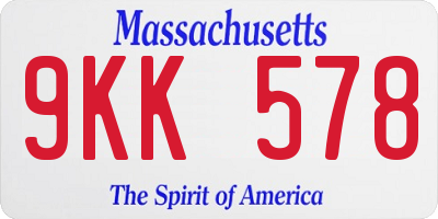 MA license plate 9KK578