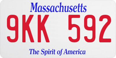 MA license plate 9KK592