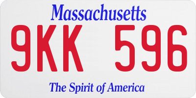 MA license plate 9KK596