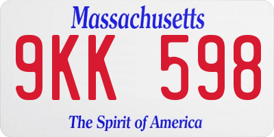 MA license plate 9KK598