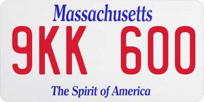 MA license plate 9KK600