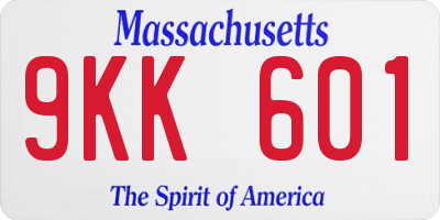 MA license plate 9KK601