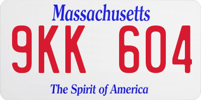 MA license plate 9KK604
