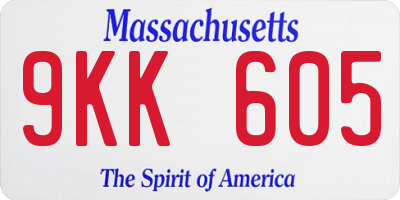 MA license plate 9KK605