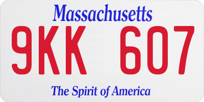 MA license plate 9KK607