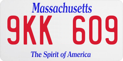 MA license plate 9KK609