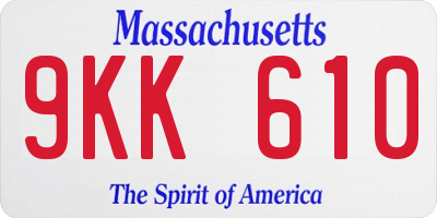 MA license plate 9KK610