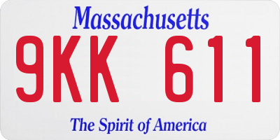 MA license plate 9KK611