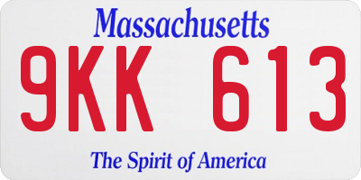 MA license plate 9KK613