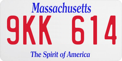 MA license plate 9KK614