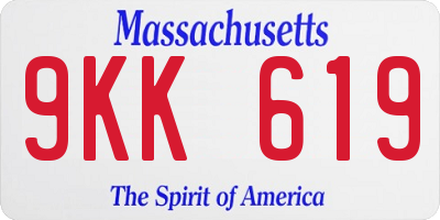 MA license plate 9KK619