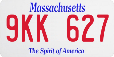 MA license plate 9KK627