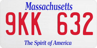 MA license plate 9KK632