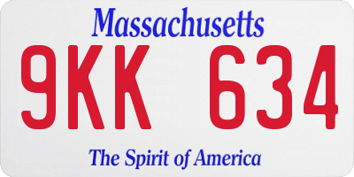 MA license plate 9KK634