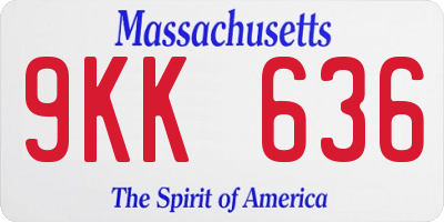 MA license plate 9KK636