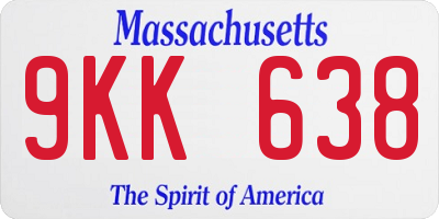 MA license plate 9KK638