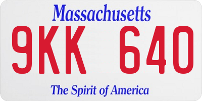 MA license plate 9KK640