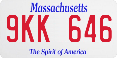 MA license plate 9KK646