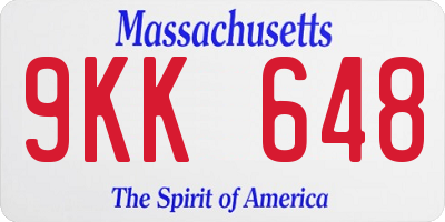 MA license plate 9KK648