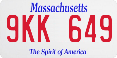 MA license plate 9KK649