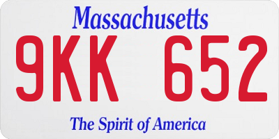 MA license plate 9KK652