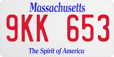 MA license plate 9KK653