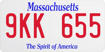 MA license plate 9KK655