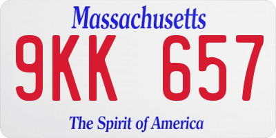 MA license plate 9KK657