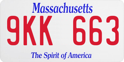 MA license plate 9KK663