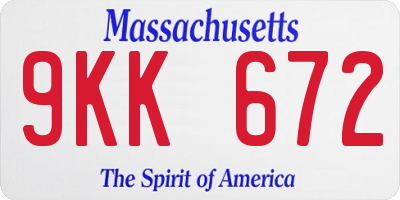 MA license plate 9KK672