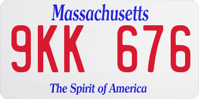 MA license plate 9KK676