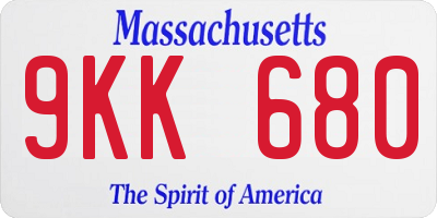 MA license plate 9KK680