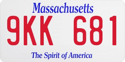 MA license plate 9KK681