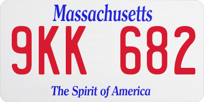 MA license plate 9KK682