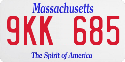 MA license plate 9KK685