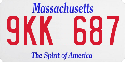 MA license plate 9KK687