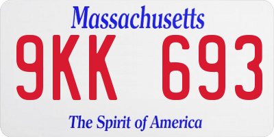 MA license plate 9KK693
