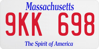 MA license plate 9KK698