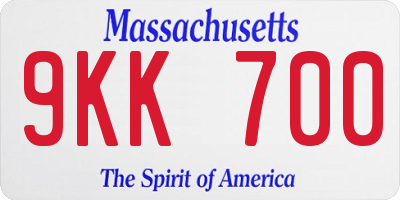 MA license plate 9KK700