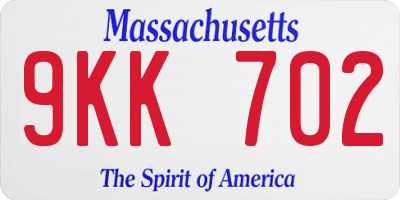 MA license plate 9KK702