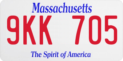 MA license plate 9KK705