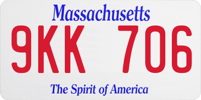 MA license plate 9KK706