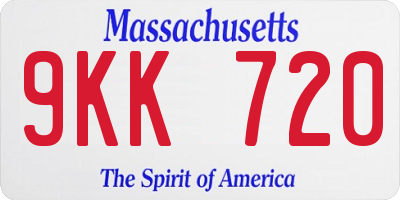 MA license plate 9KK720