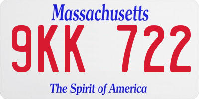 MA license plate 9KK722