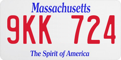MA license plate 9KK724