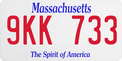 MA license plate 9KK733