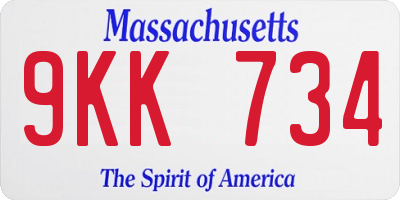 MA license plate 9KK734