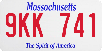MA license plate 9KK741