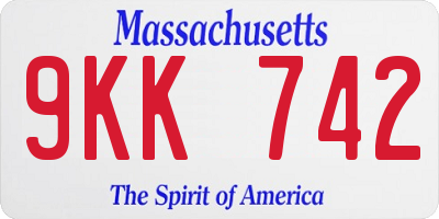 MA license plate 9KK742