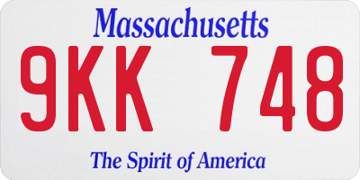 MA license plate 9KK748